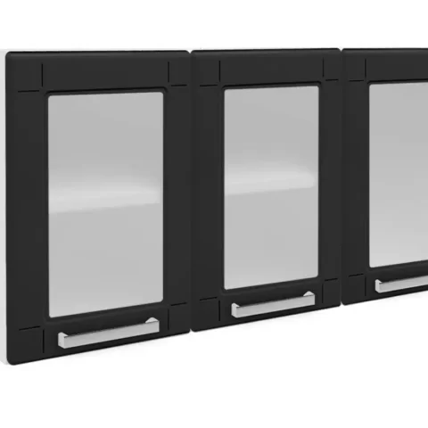 Armário cozinha aéreo de aço 3 portas de vidro